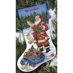 Dimensions Gold Collection Santa's Flight Stocking Counted Cross Stitch-16 Long 16 Count