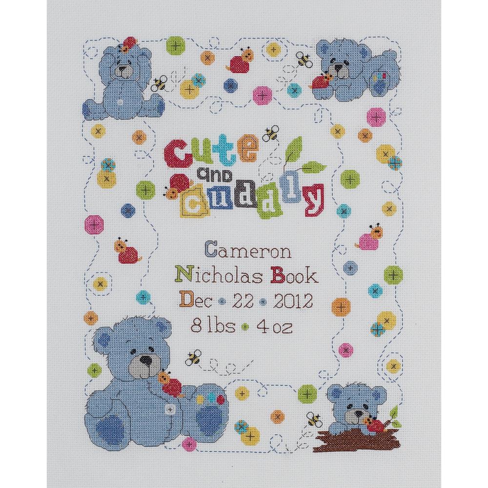 Cute & Cuddly Bear Birth Record Counted Cross Stitch Kit – Stitch 'N Frame