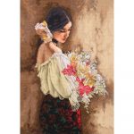 Gold Collection Woman With Bouquet Counted Cross Stitch Kit