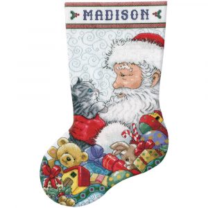 Santa & Kitten Stocking Counted Cross Stitch Kit