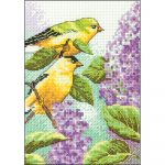 Goldfinch And Lilacs Mini Counted Cross Stitch Kit