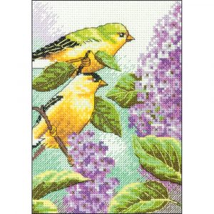 Goldfinch And Lilacs Mini Counted Cross Stitch Kit