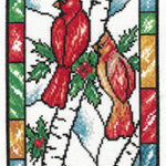 Stained Glass Winter Cardinal